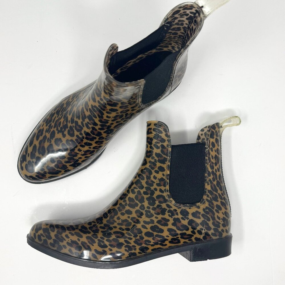 Joe Fresh Leopard Print Chelsea Ankle Rain Boots US 10